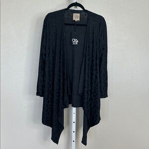 NWT Chaser S Animal Print Black Open Front Cardigan with pockets